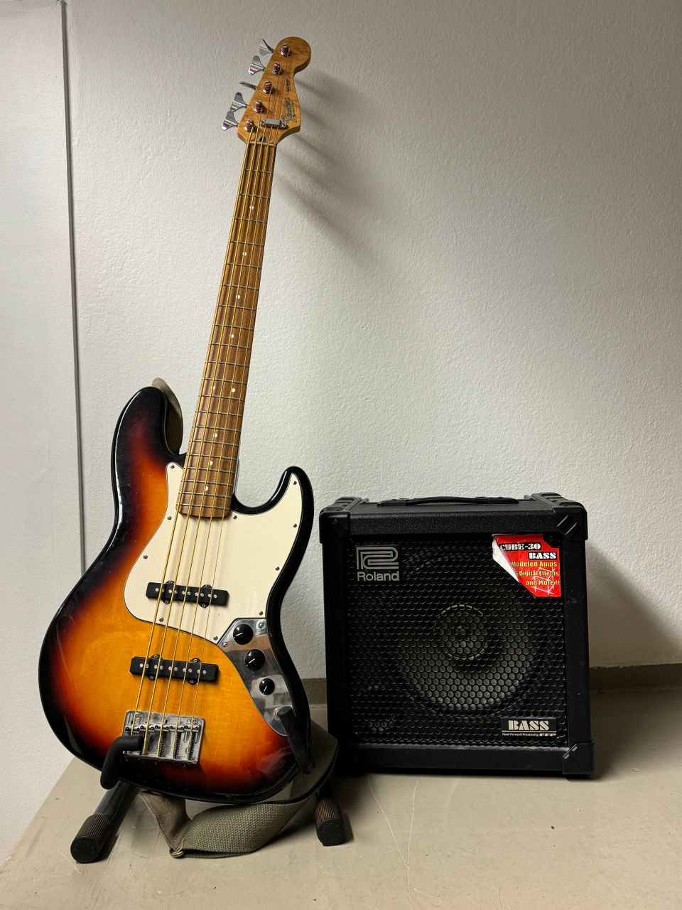 Fender Jazz Bass & Roland CUBE 30 BASS