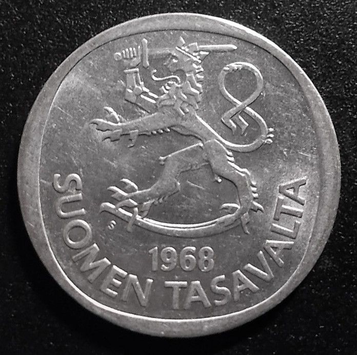 1 markka 1968 hopeaa