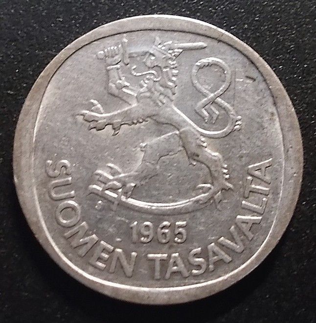 1 markka 1965, hopeaa