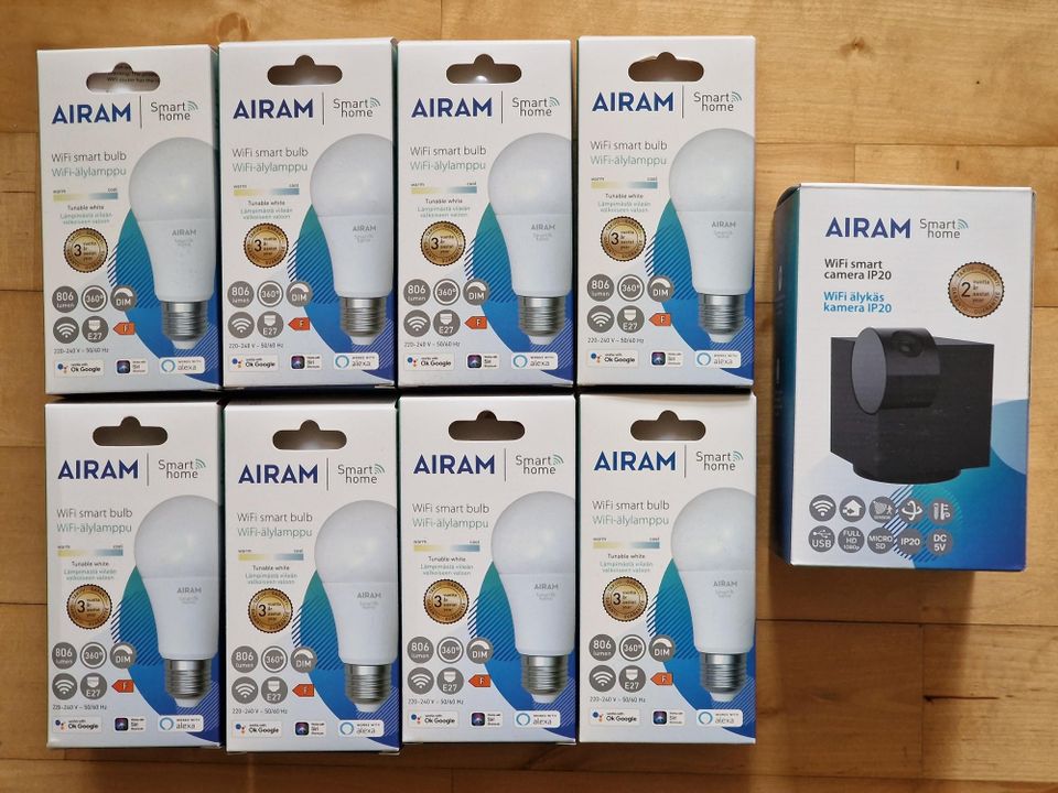 Airam Smart 8 kpl E27 LED + kamera (IP20)