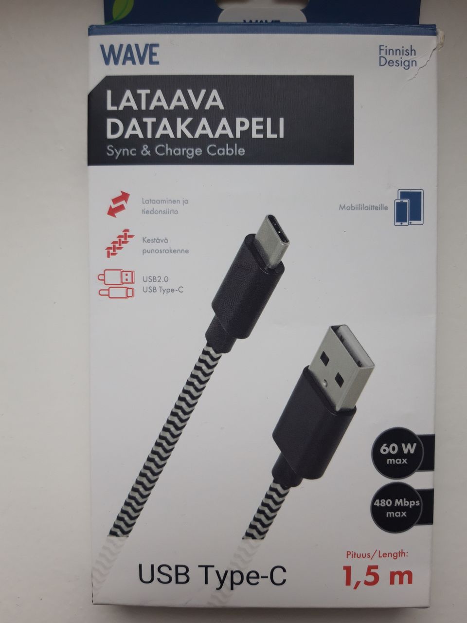 Uusi Wave USB-C datakaapeli, 1,5m