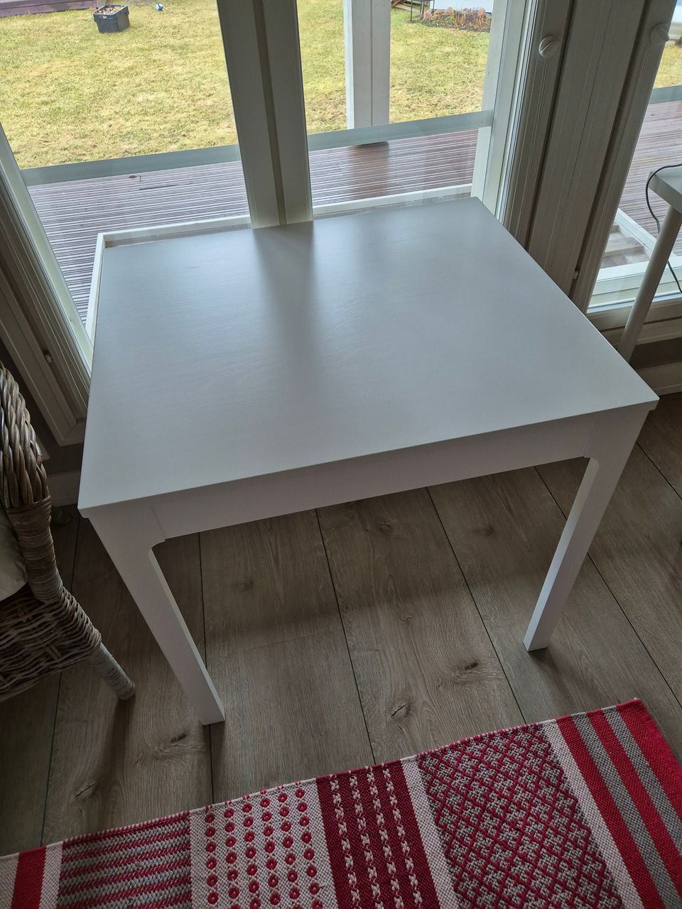 Ruokapöytä, jatkettava, valkoinen, 80/120x70 cm