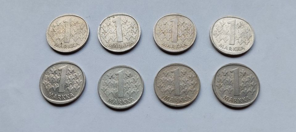 Suomi 1 markka 1985 kolikot 8 kpl