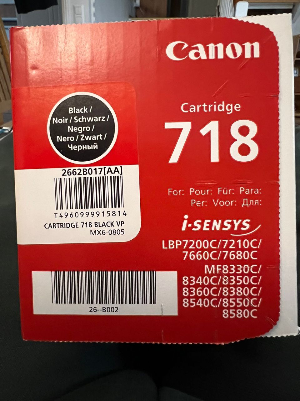 Canon 718 musta - uusi kasetti
