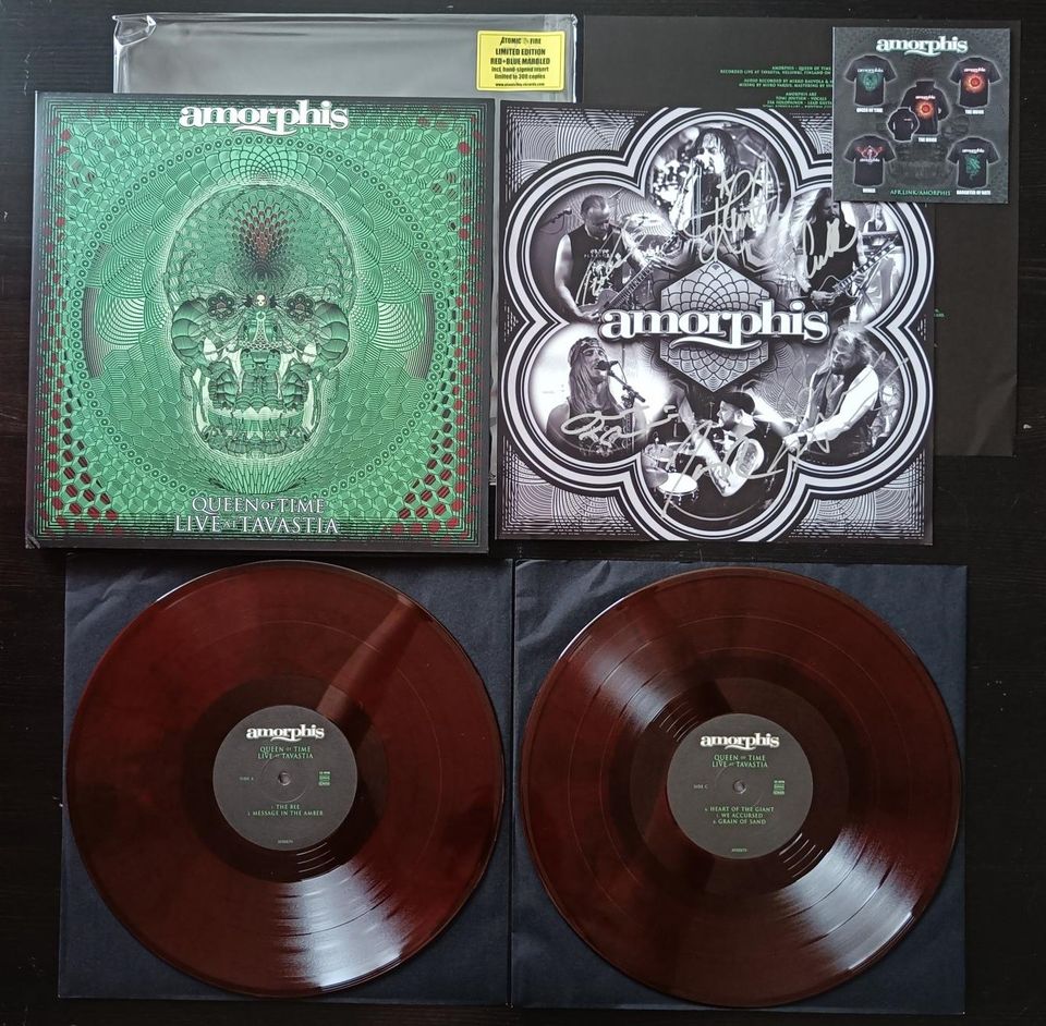 Amorphis - Queen Of Time Live - Red with Blue Marble 2LP + Signed Insert