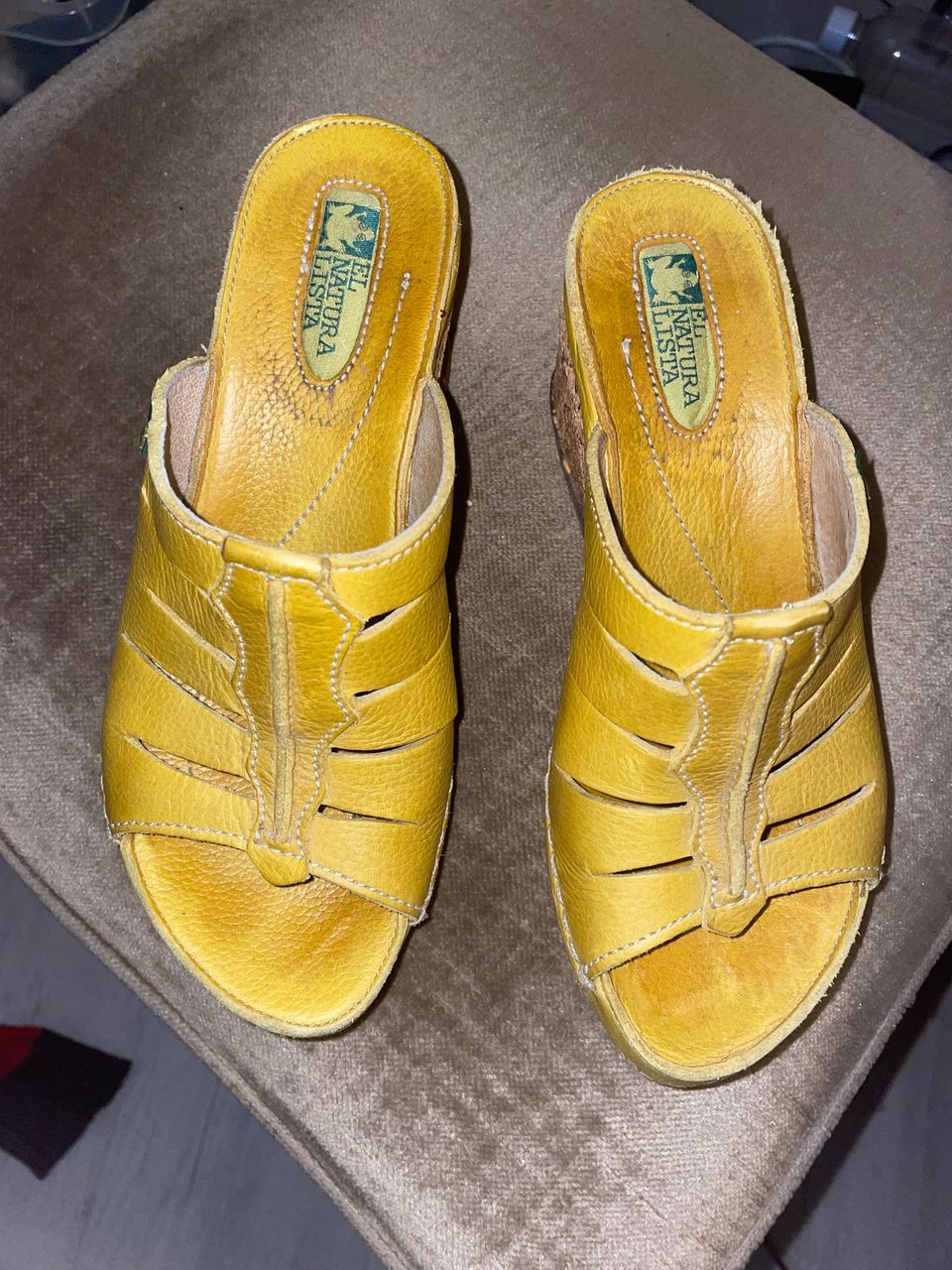 El Naturalista kengät koko 36 keltaiset nahka sandaalit korkea korko