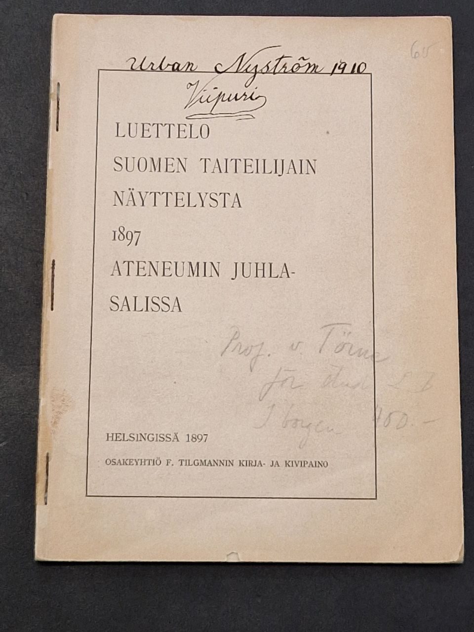 Suomen taiteilijain näyttely 1897 luettelo