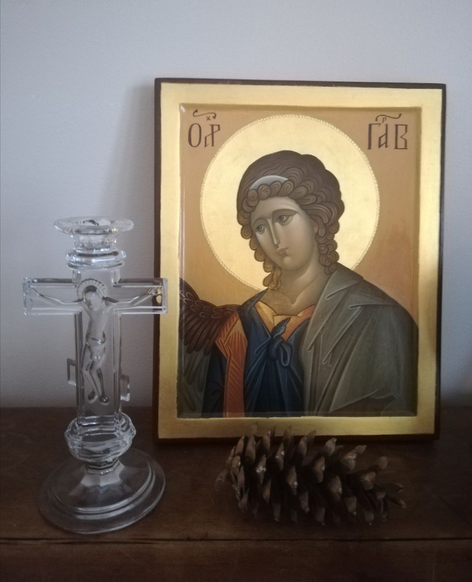 Ortodoksinen krusifiksi kynttilänjalka kristallia