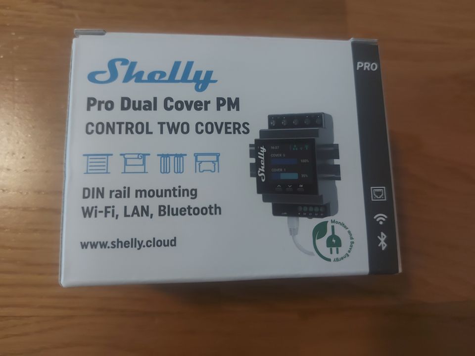 Releyksikkö Shelly Pro Dual Cover PM DIN-kiskoon (uusi)