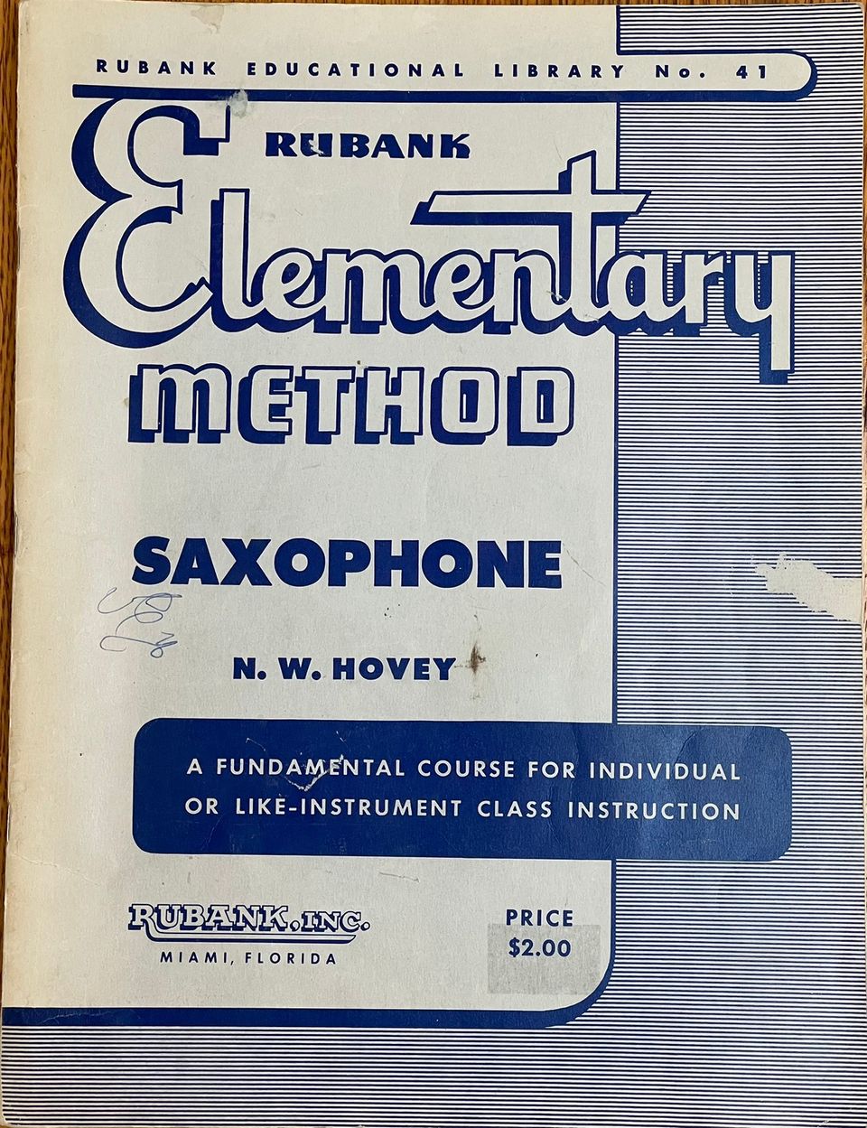 N.W. Hovey Rubank Elementary Method for Saxophone