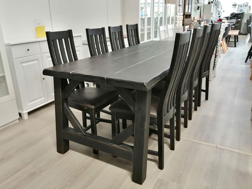 Loimu lankkupöytä 220x90 cm + 8 kpl Kalmar tuoli (poisto)