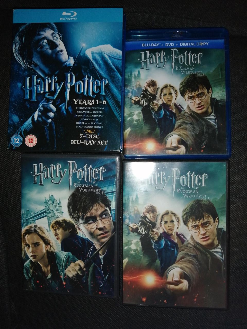 Harry Potter bluray/Dvd kokoelma.
