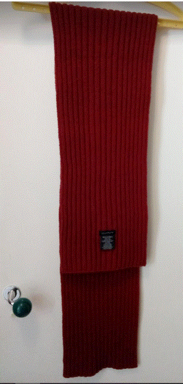 GANT" kaulahuivi. 26 x 180 cm. 100% villaa. viin.punainen