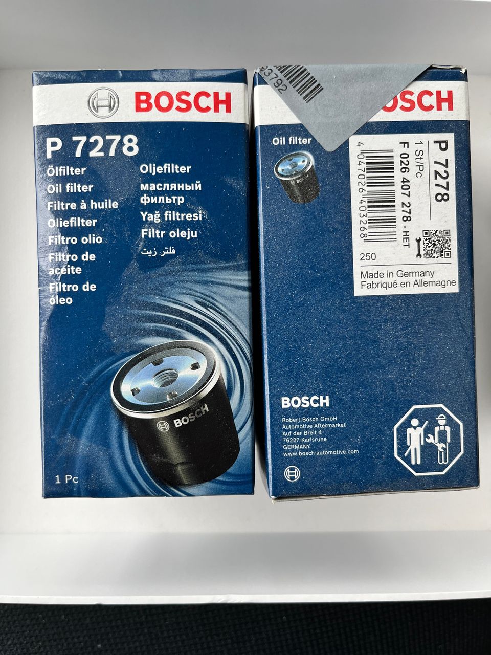 Öljynsuodatin Bosch P7278 2 kpl