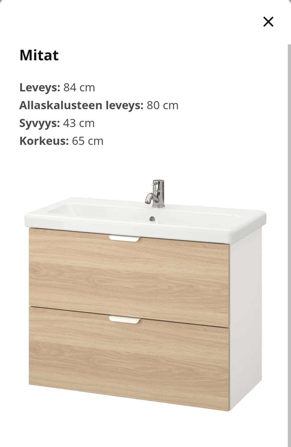 Ikea Enhet/Tvällen 84cm wc / kylpyhuone kalusto