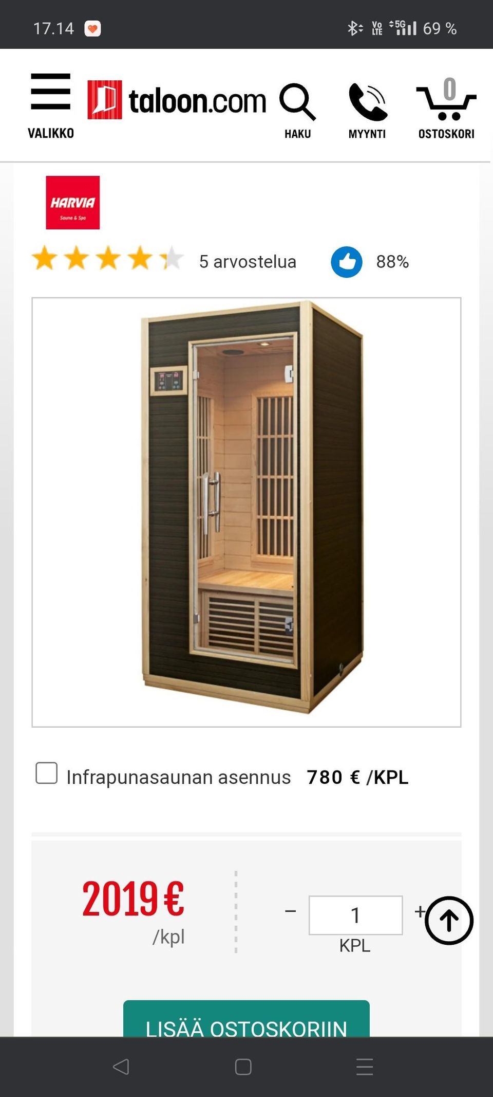 Harvia infrapuna sauna