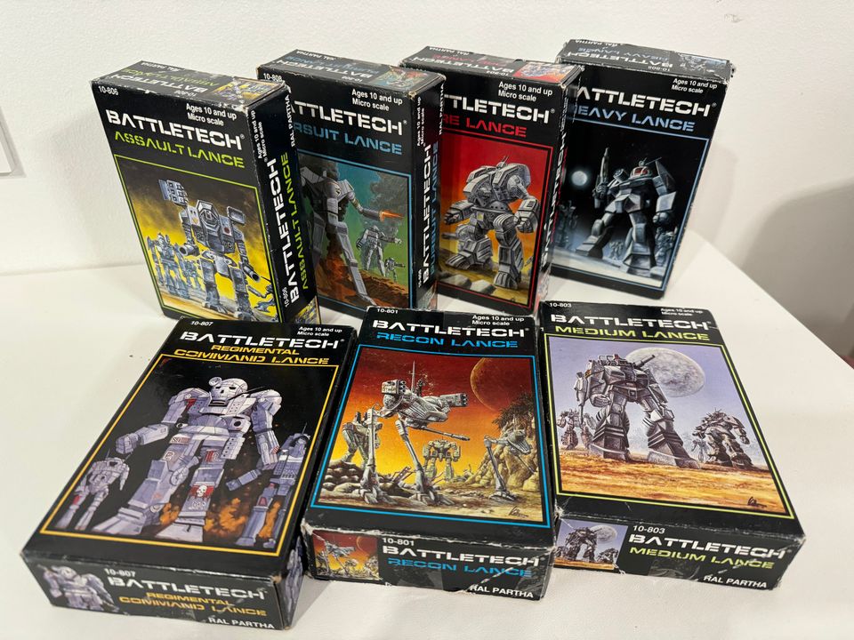 Battletech RAL Partha Miniatures Boxed Set 1986 lyijyfiguurit 7pkt RARE!