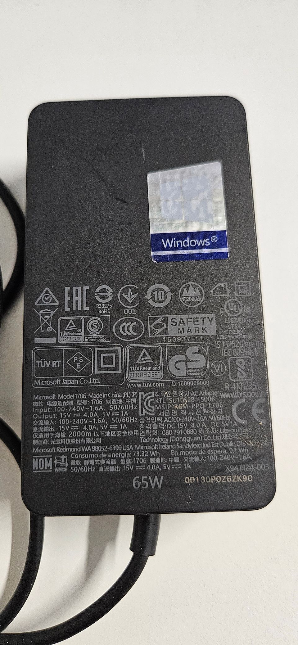 Microsoft Original Ac adapteri 65W  Surface Book / Pro 4 / Pro 3 laturi
