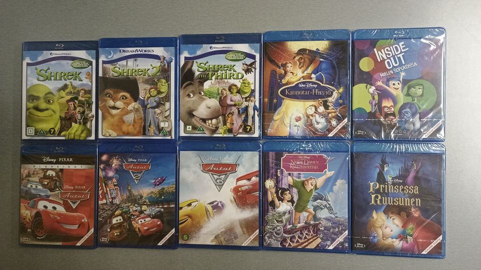 Disney, Pixar, Dreamworks leffat Blu-ray (UUSI)