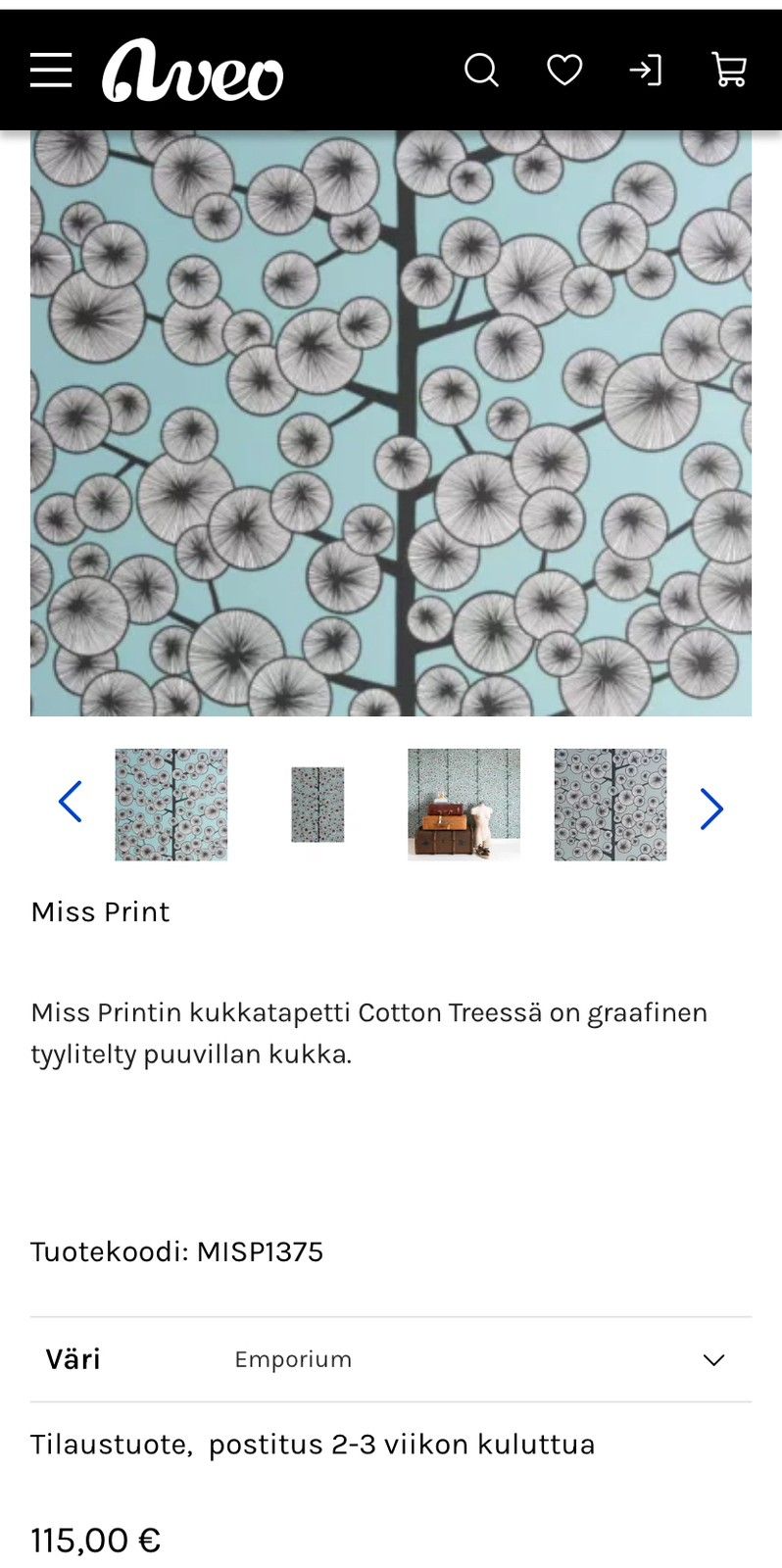 Miss Print Cotton Tree paperitapettia x 2 rll