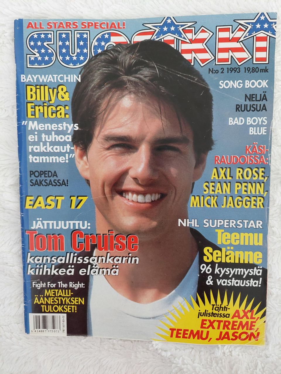 90-luku Suosikki 2/1993 sis. juliste Axl Rose, Tom Cruise
