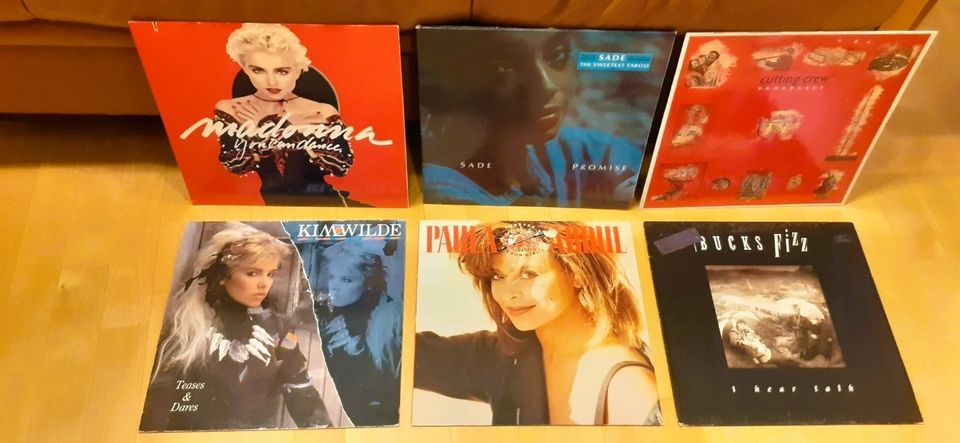 LP-levyjä Kim Wilde,Madonna,Sade,Cutting Crew yms