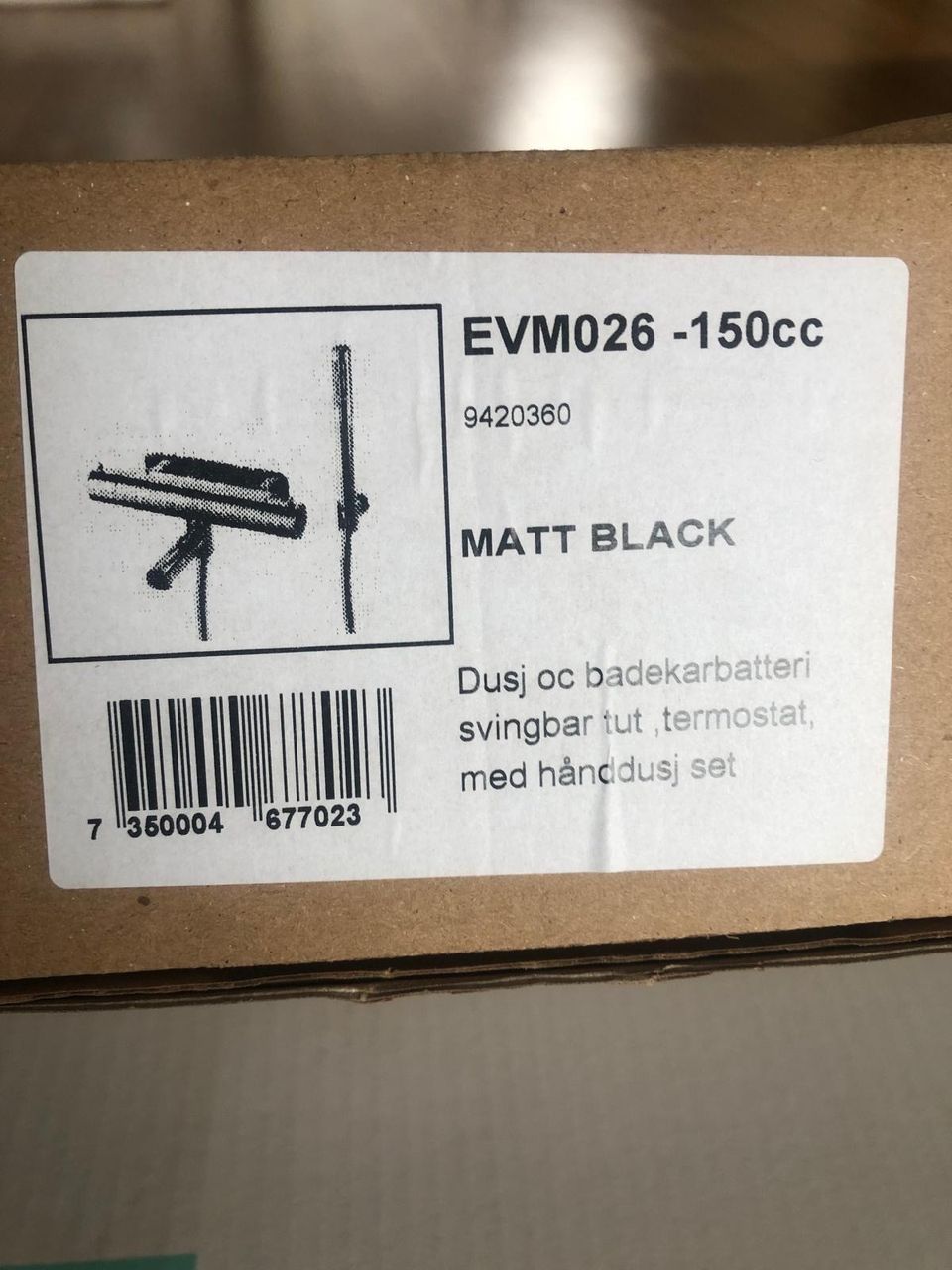 Suihkusetti Tapwell Evo EVM026 termostaattihanalla Matte Black