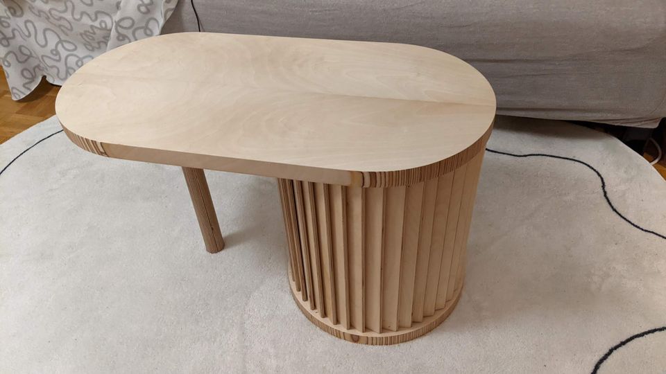 Unique artisanal coffee table in birch wood matala pöytä