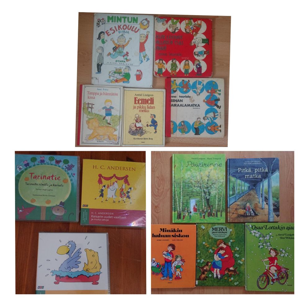 Lasten kirjat (mm. Astrid Lingren. Kirjoja 10 kpl) +Äänikirjat(3)