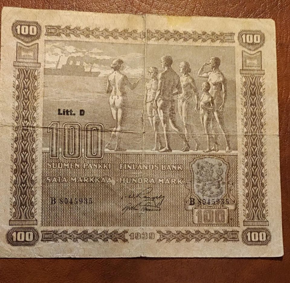 100 markkaa v.1939 Litt.D