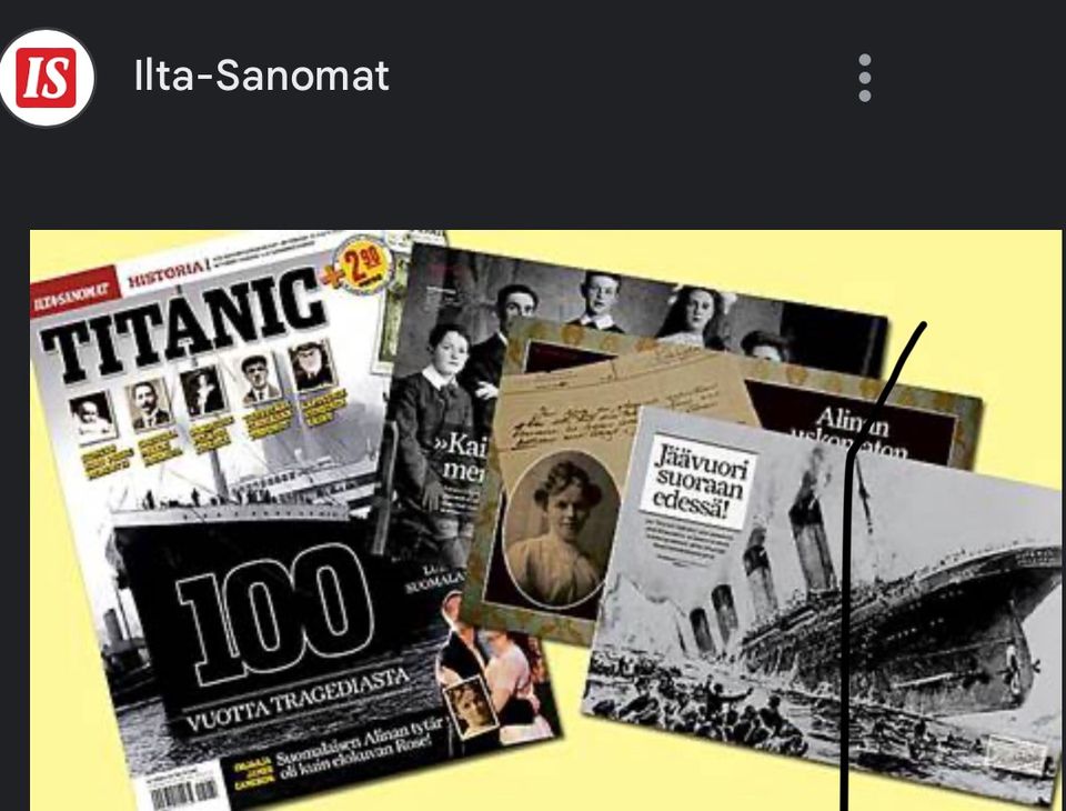 Ilta-sanomien Titanic 100v lehti