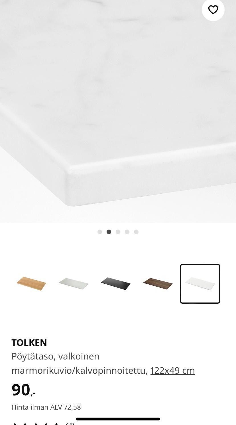 Pöytätaso valkoinen/marmorikuvio