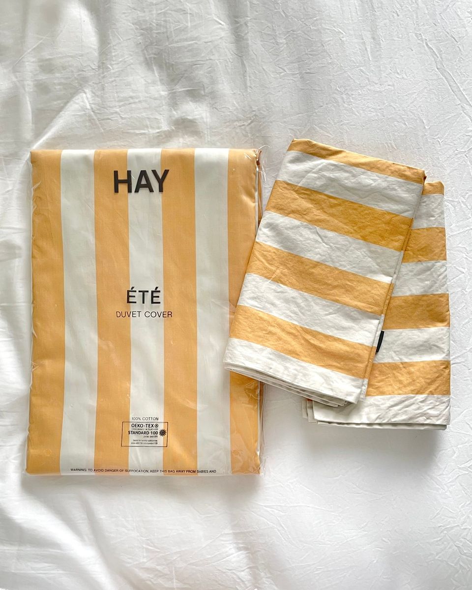 Uusi HAY Éte pussilakana ja tyynyliinat, väri lämmin keltainen