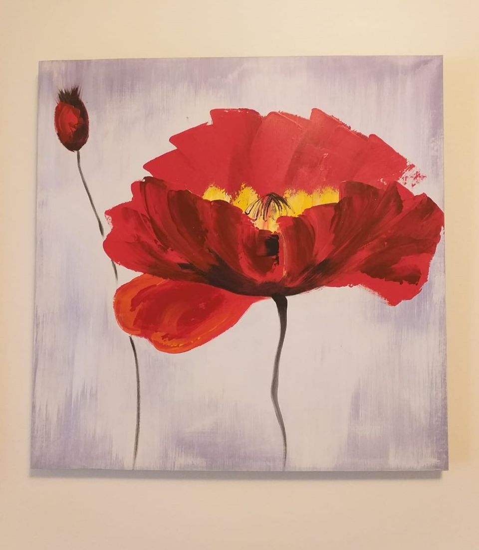 Sisustustaulu 60 x 60 cm Punainen kukka
