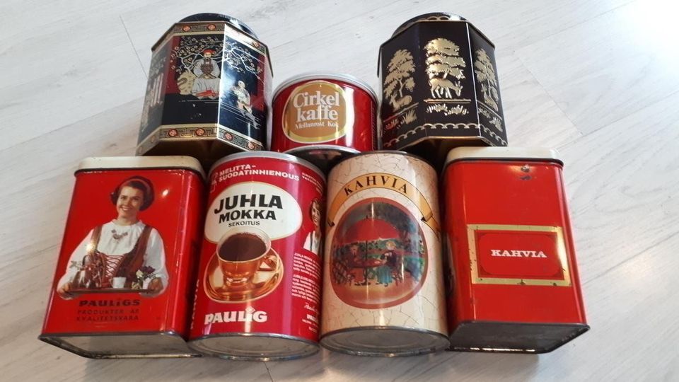 Juhla Mokka, Paulig,Kahvia, Assessorin, Sumatran kahvipurkit