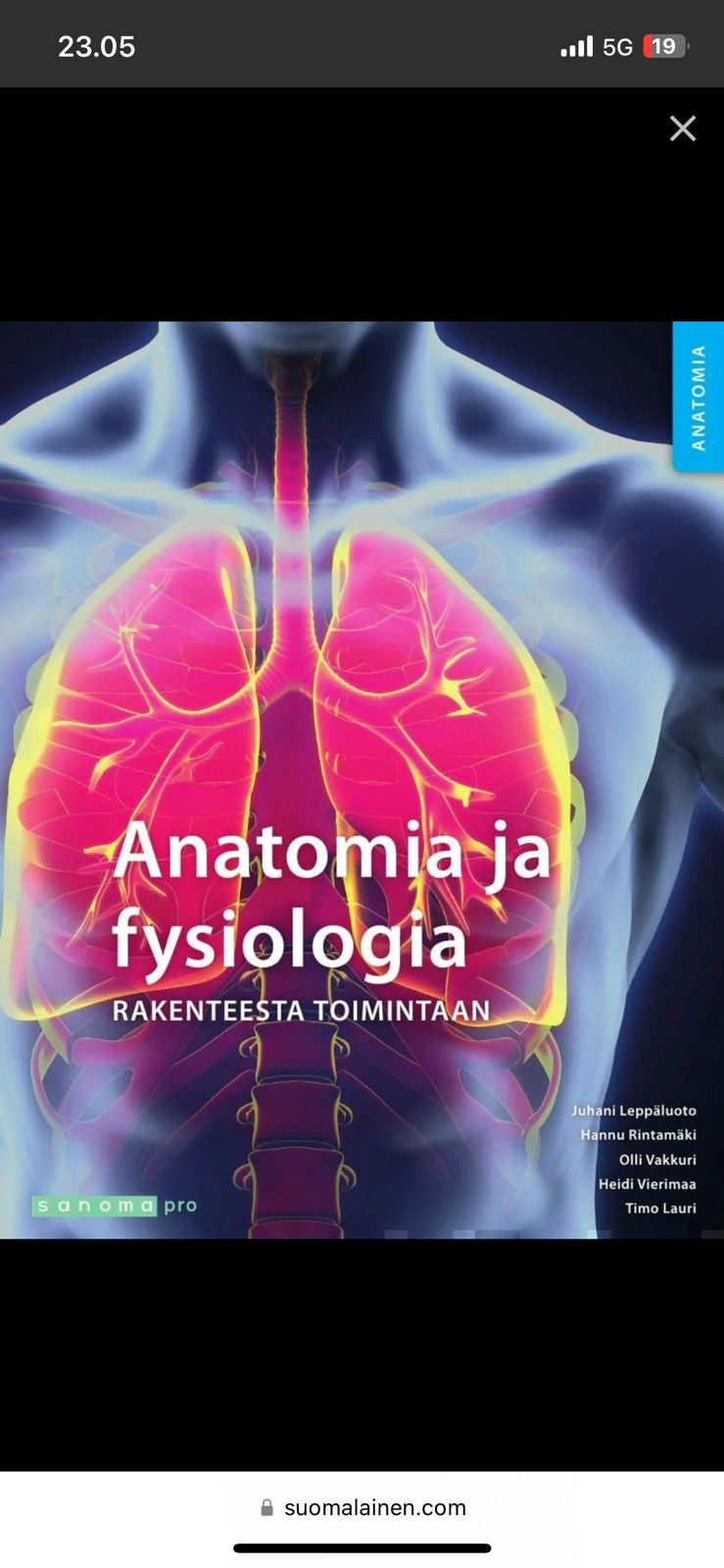Anatomia ja fysiologia kirja
