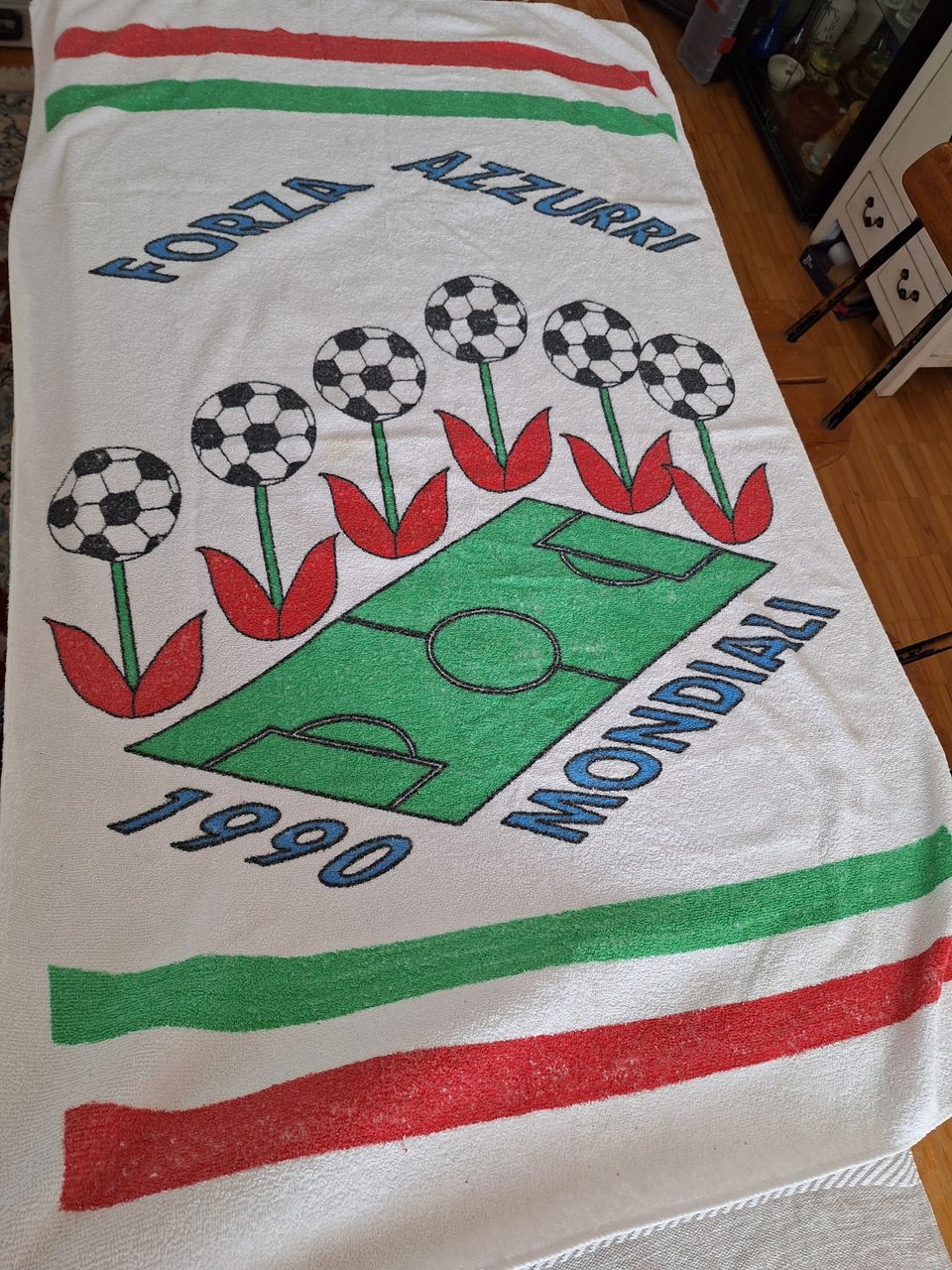Pyyhe, vintage 1990, jalkapalloaihe, Italia