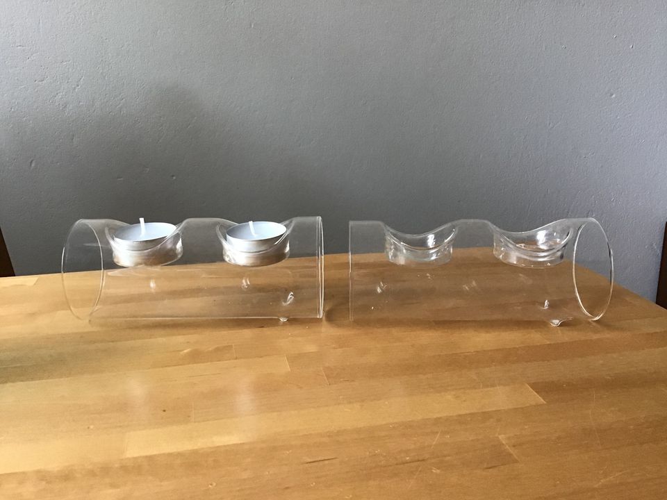 Kirkas lasinen Tuikkuteline / lämpökynttiläalusta kahdelle kynttilälle, 2 kpl