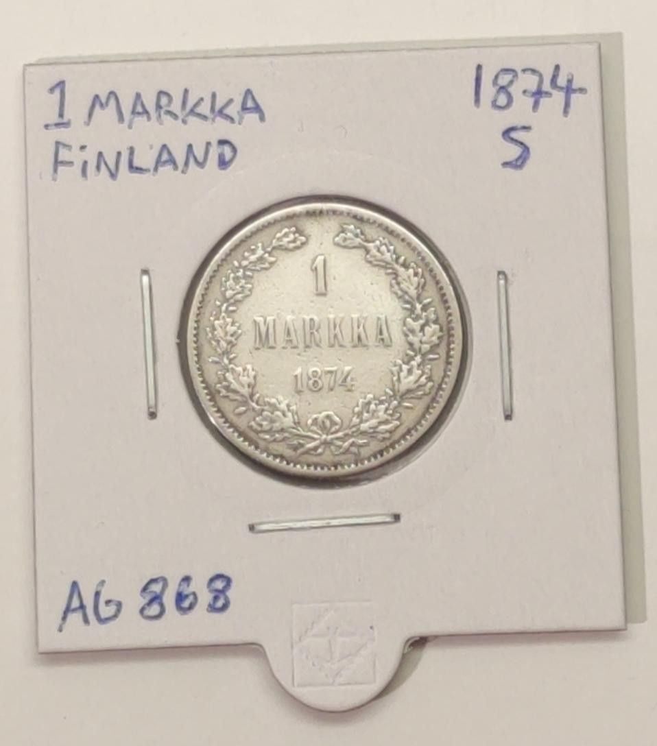 1 markka 1874 hopea