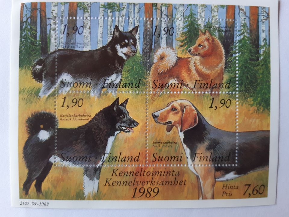 Kenneltoiminta 1989 postimerkkiarkki