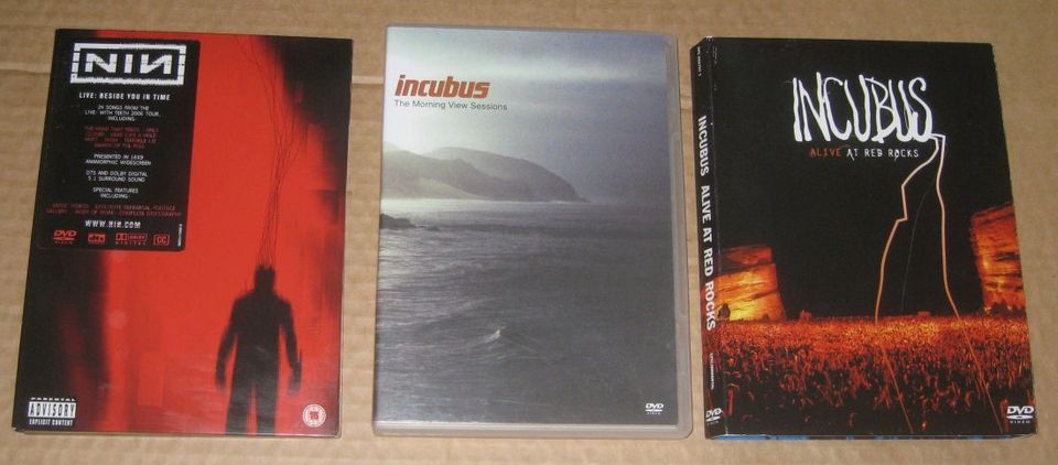 Musiikki DVD - 8 kpl (NIN, incubus, Ismo Alanko ym.)