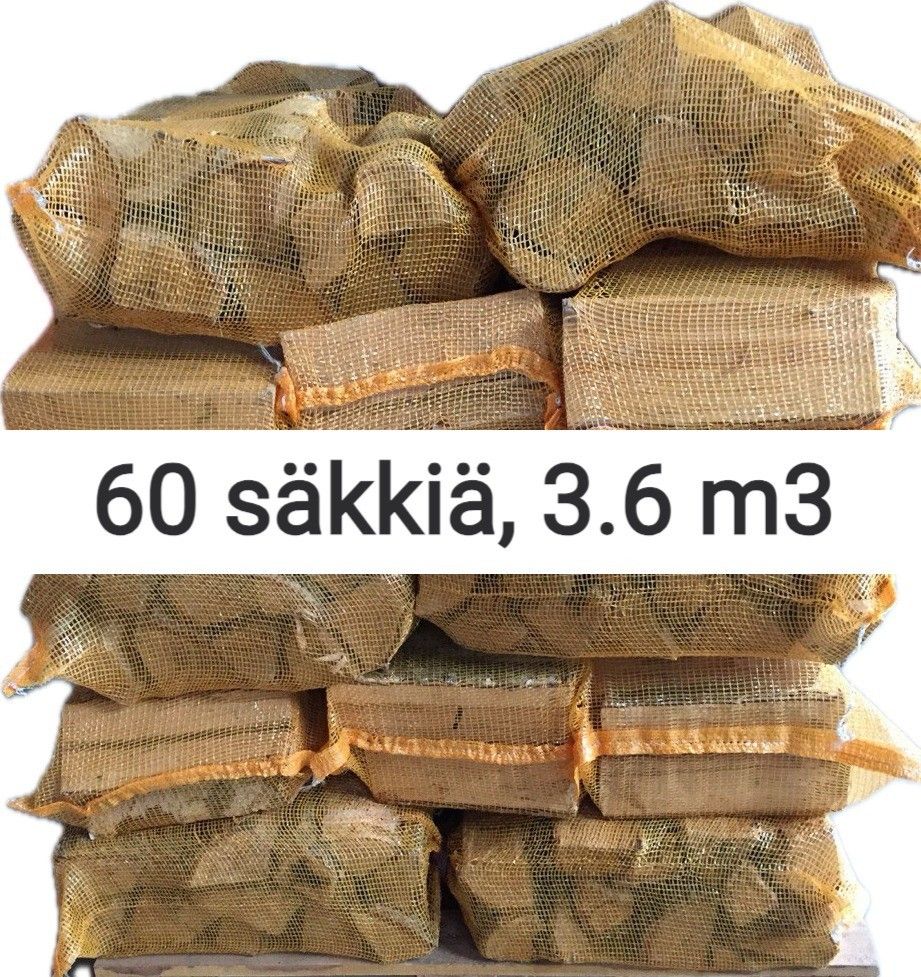 Kuivaa Polttopuuta 30cm Koivuklapi 40l, 60 säkkiä Tarjous