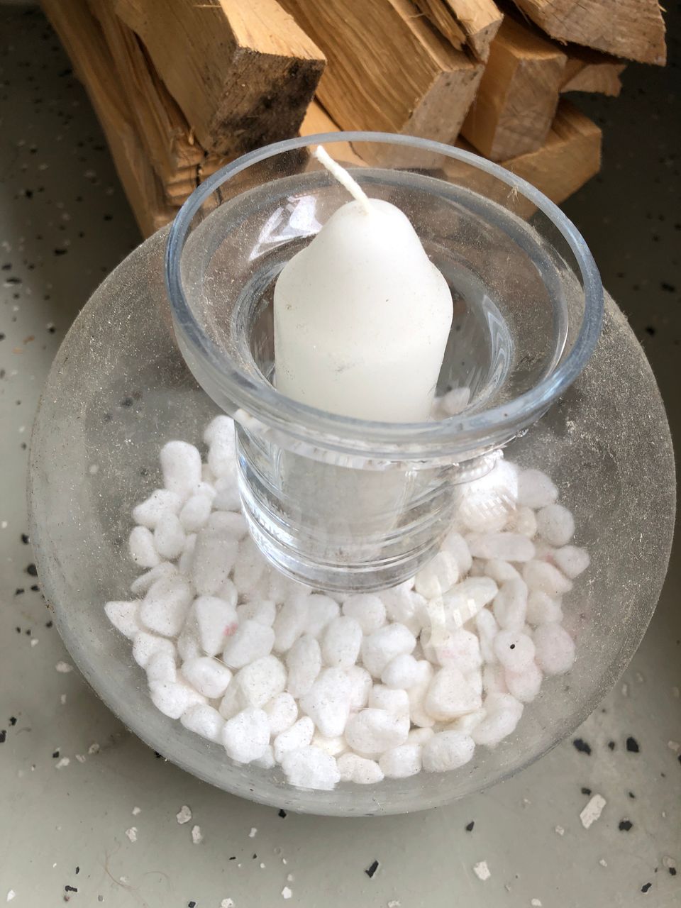 H29cm pallolasitaide koristeellinen kynttilä valkoinen