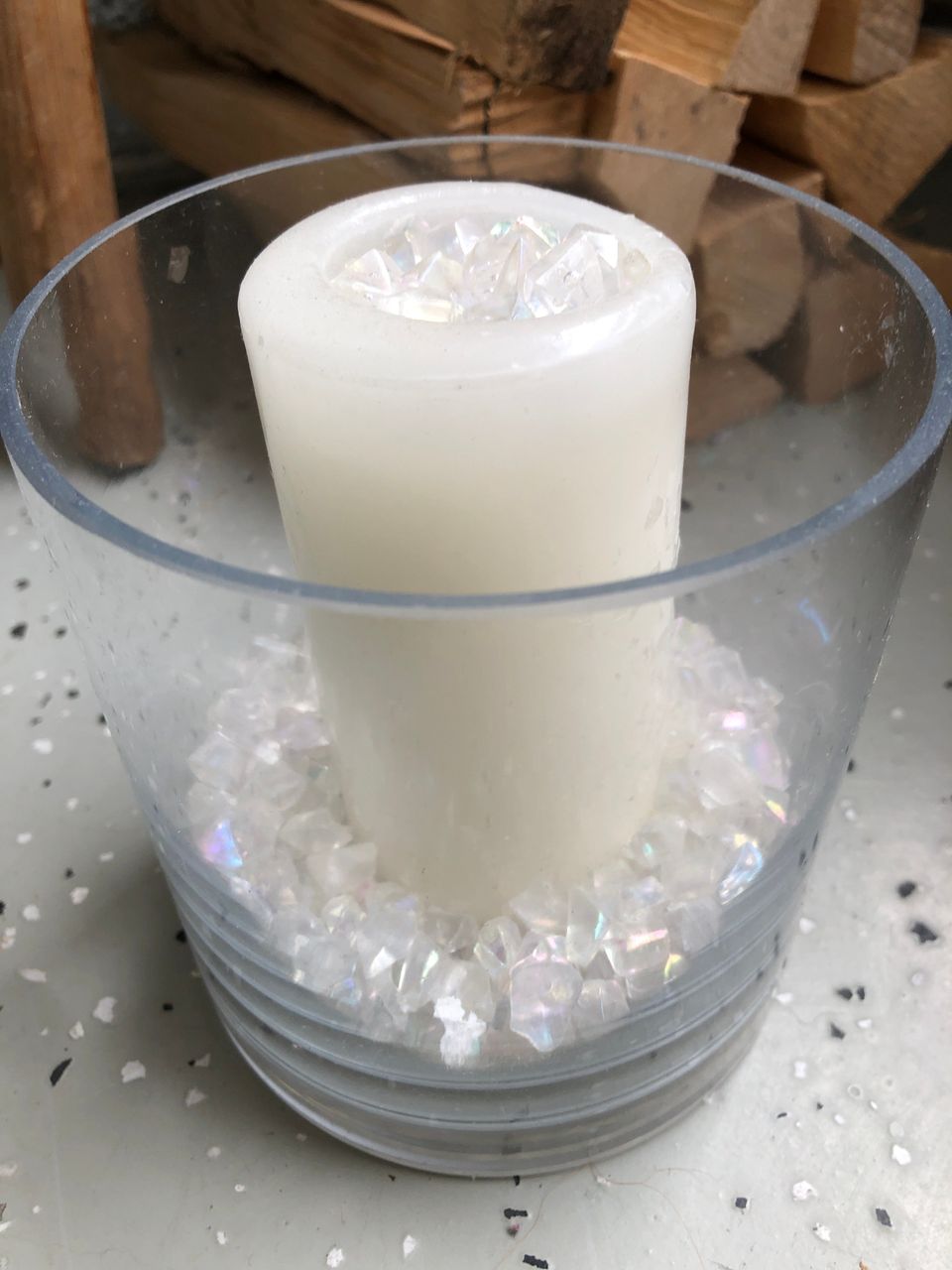 19cm lasitaide koristeellinen kynttilä valkoinen