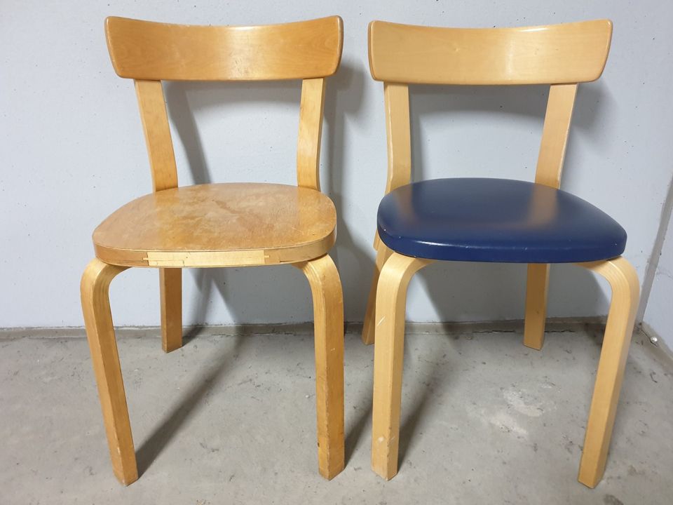 Artek 69 tuoli sininen ja koivu (3kpl)