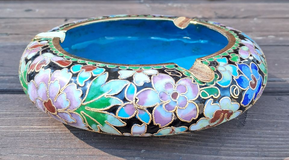 Cloisonne iso tuhkakuppi, vintage