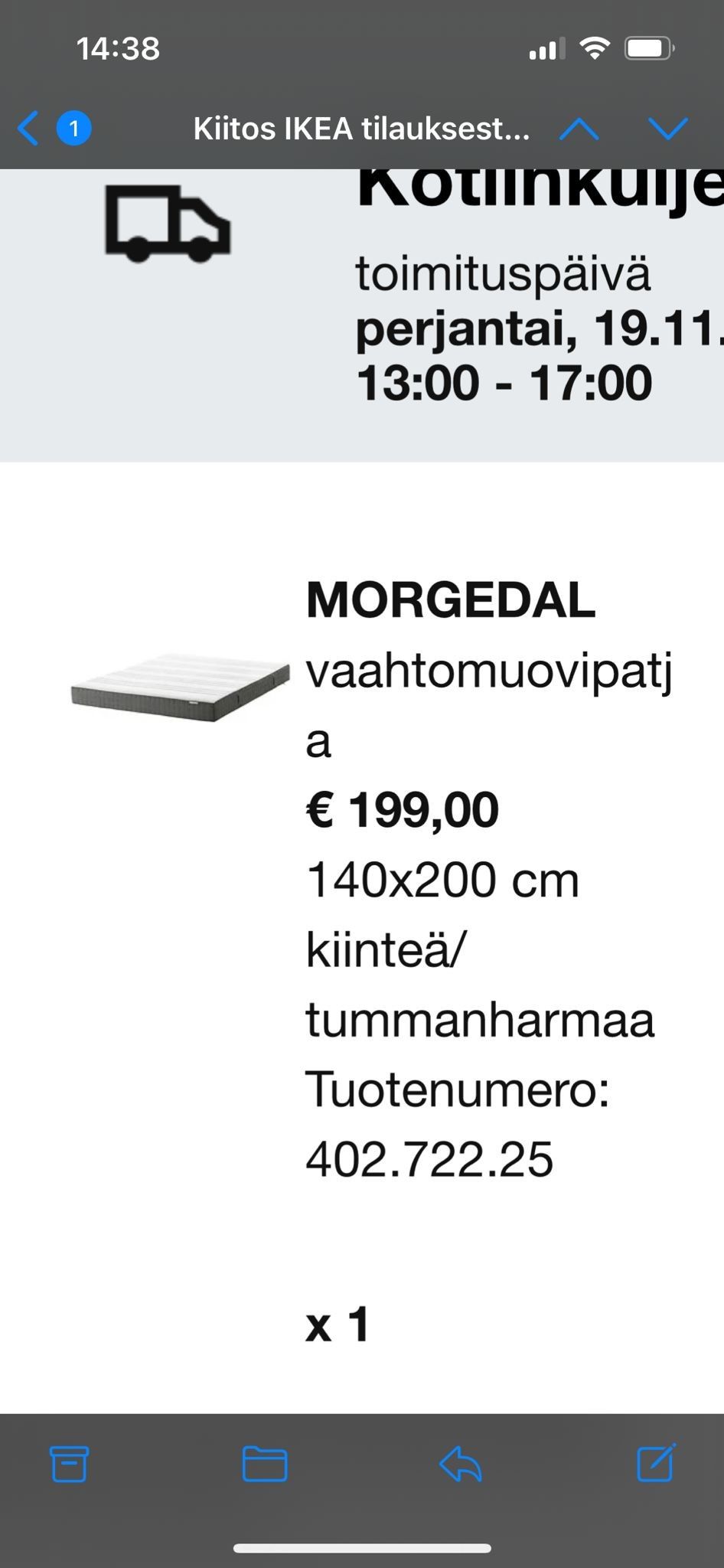 Ikean 140 cm runkopatja (Morgedal)