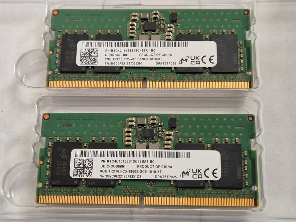 Micron 2 x 8GB DDR5 4800MHZ CL40 SO-DIMM