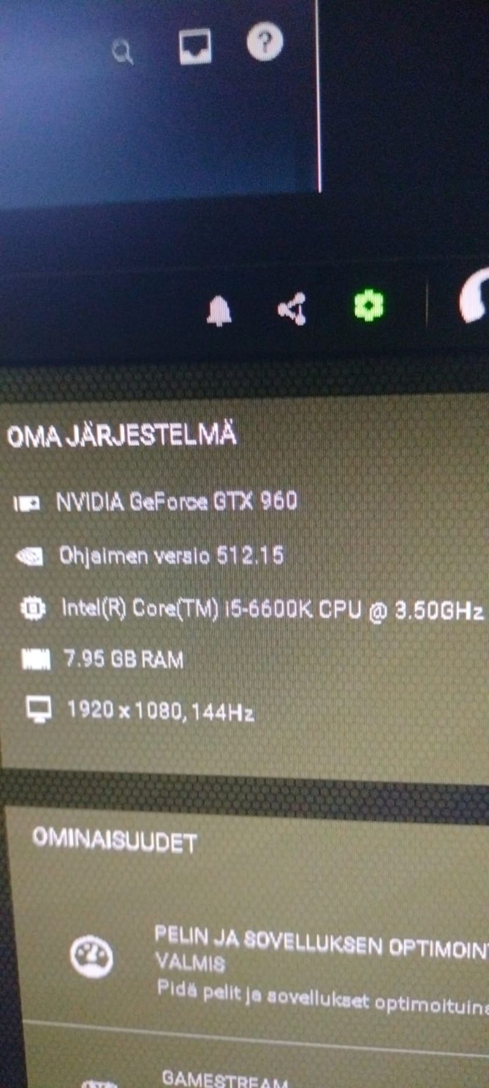 Vaihdetaan toimivaan läppäriin. I5-6600K, GTX 960