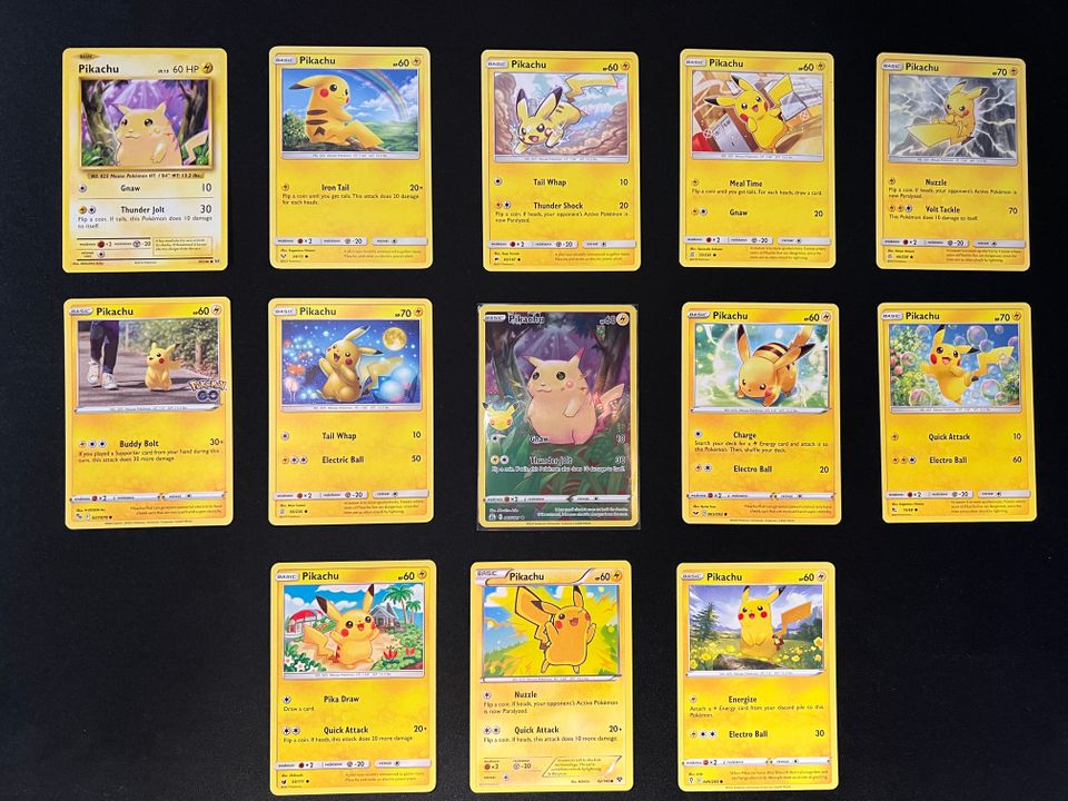 13 kpl erilaisia Pikachu Pokemon kortteja #3